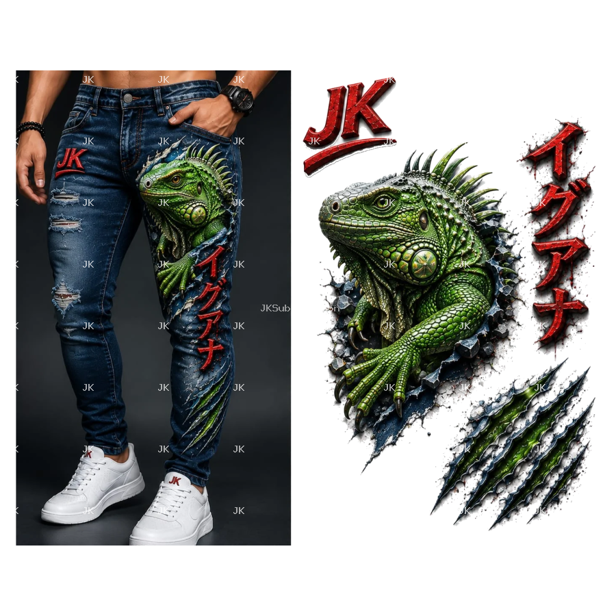 Diseño Digital JK Iguana Japonesa para Pantalón de Hombre