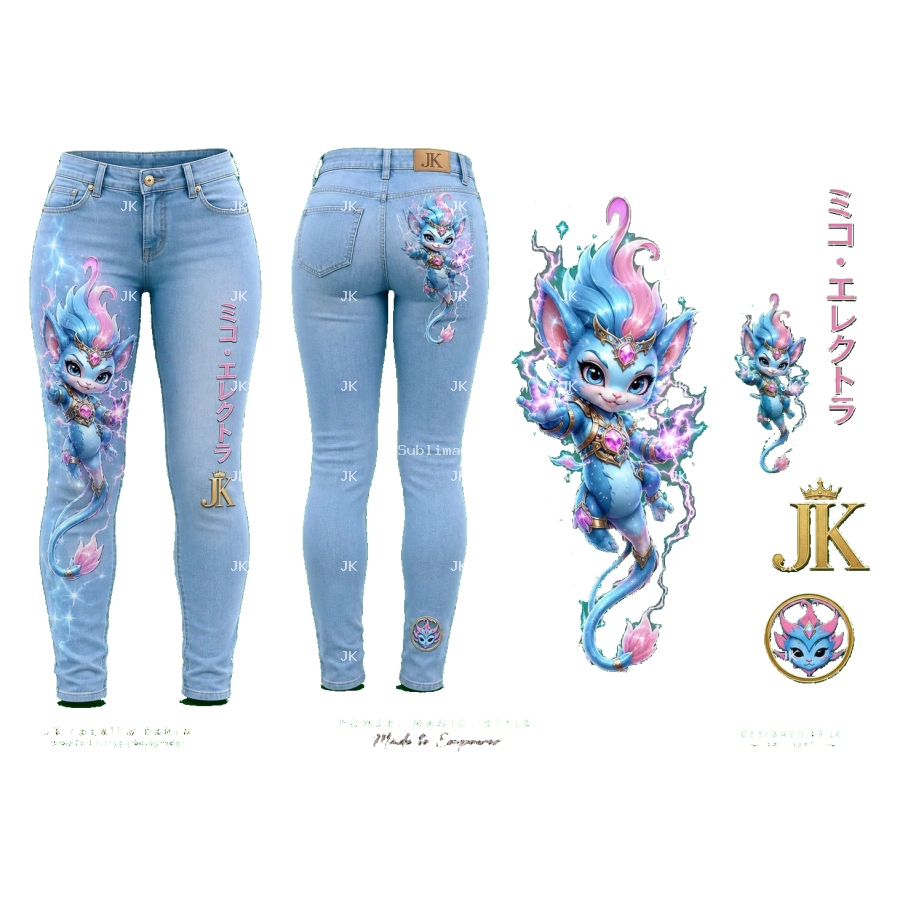Pantalón JK Dragón Azul y Rosa – Diseño Digital Premium 4500 × 5400 PNG