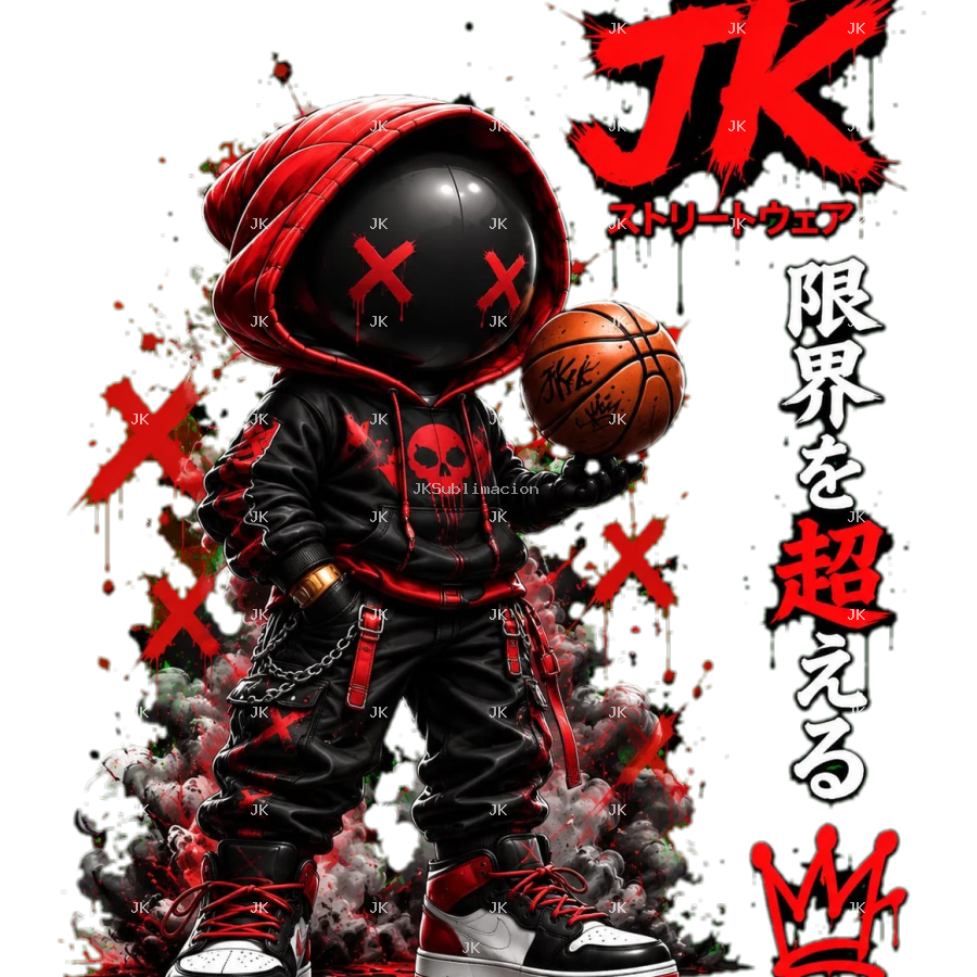 Camisa para Hombre – Basketball Urbano JK con Letras Japonesas