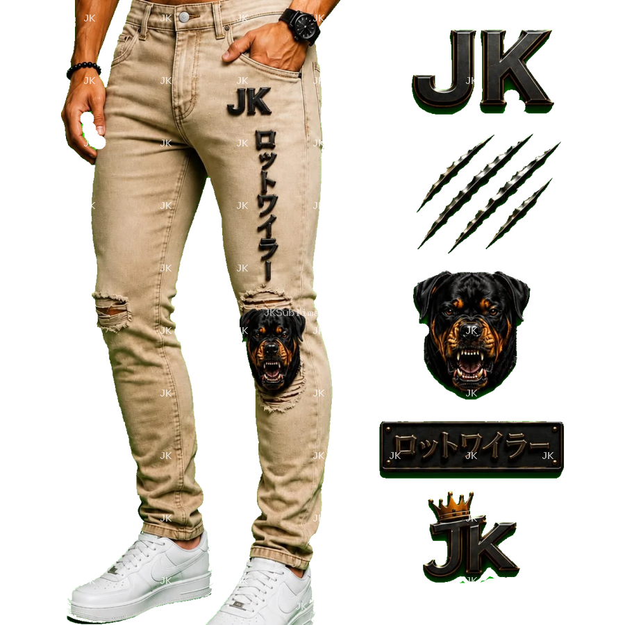 Diseño Digital JK Rottweiler 3D para Pantalón de Hombre