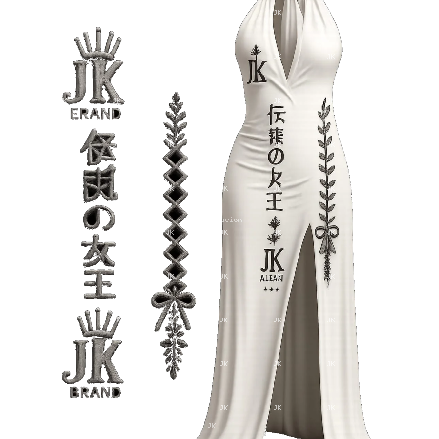 Diseño Digital JK Reina Elegante para Vestido de Mujer