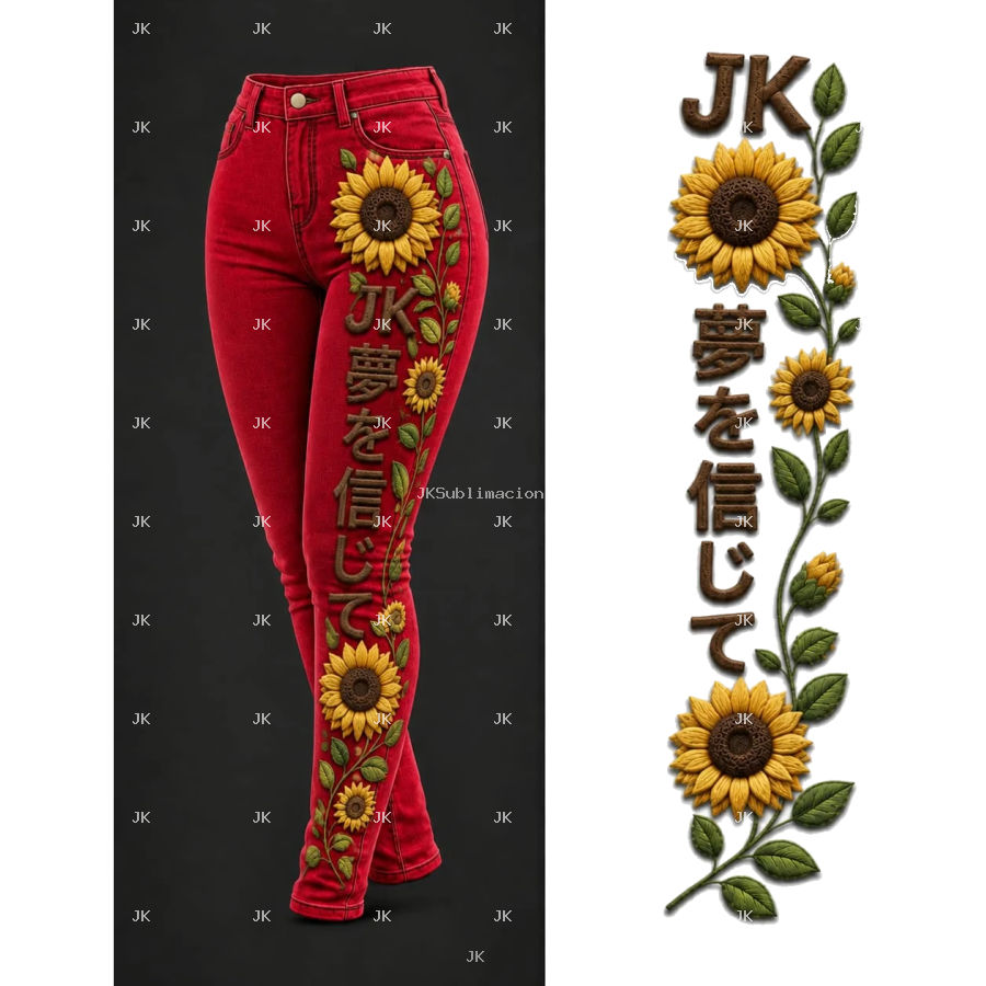 Diseño Digital Girasoles JK para Pantalón de Mujer