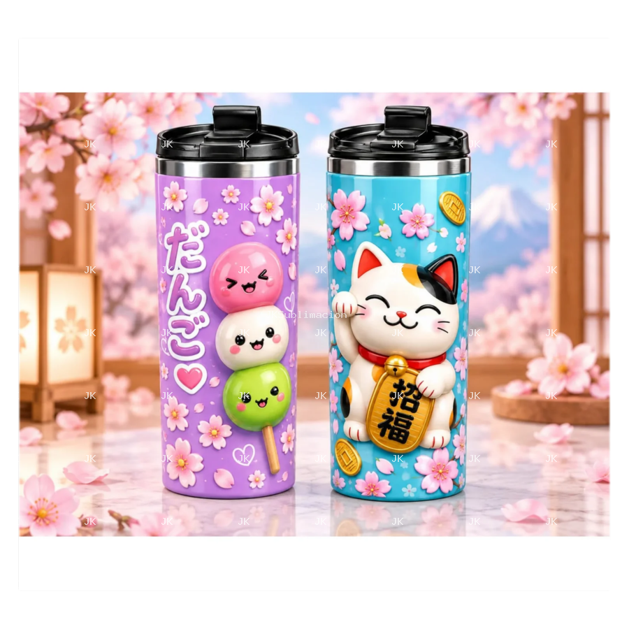 Dos imágenes digitales estilo japonés kawaii para termo de 30 oz — JK