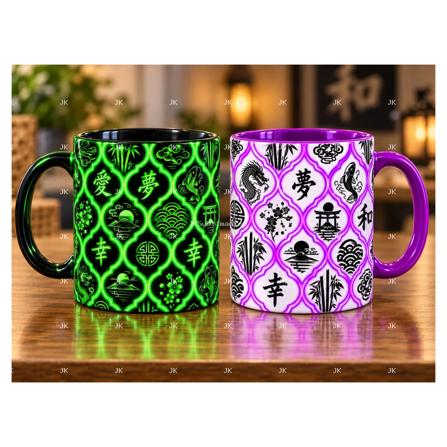 Dos imágenes digitales estilo japonés para tazas de 11 oz — JK