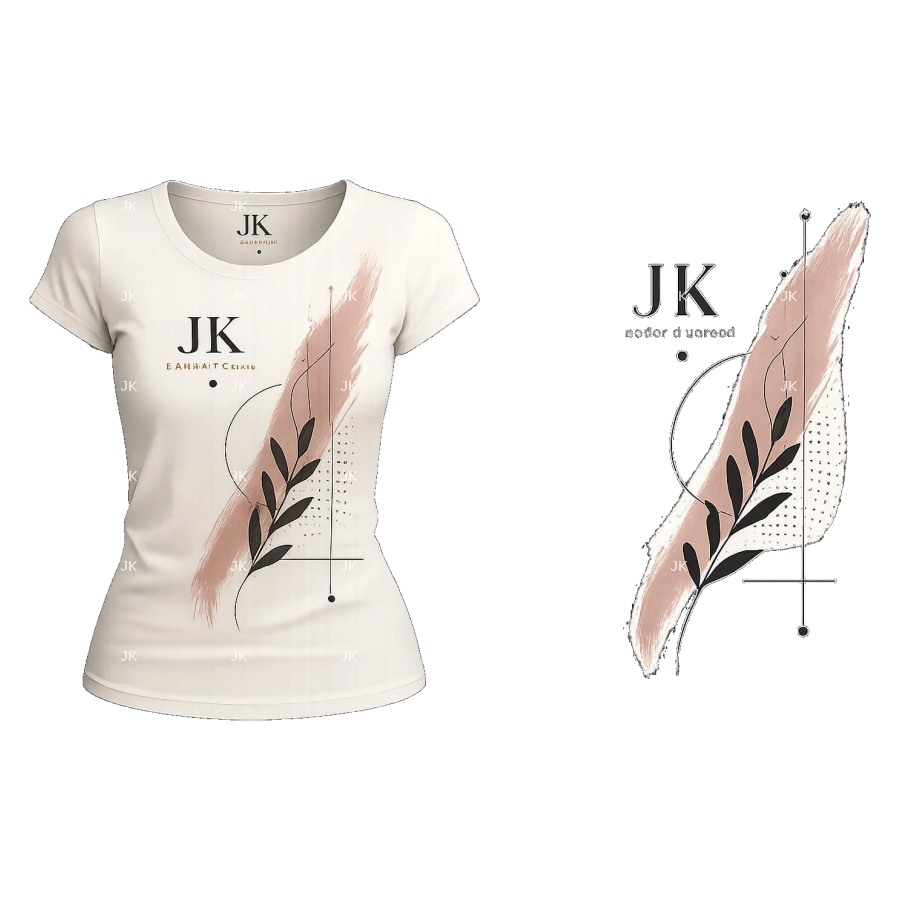 Diseño Digital JK Pluma Elegante para Camisa de Mujer