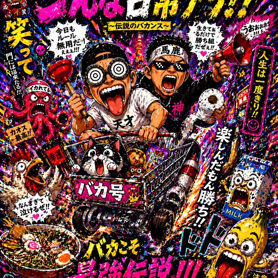 Cuadro Digital HD Aventura Cómica Japonesa Estilo Neón | 4500x5400 JPG