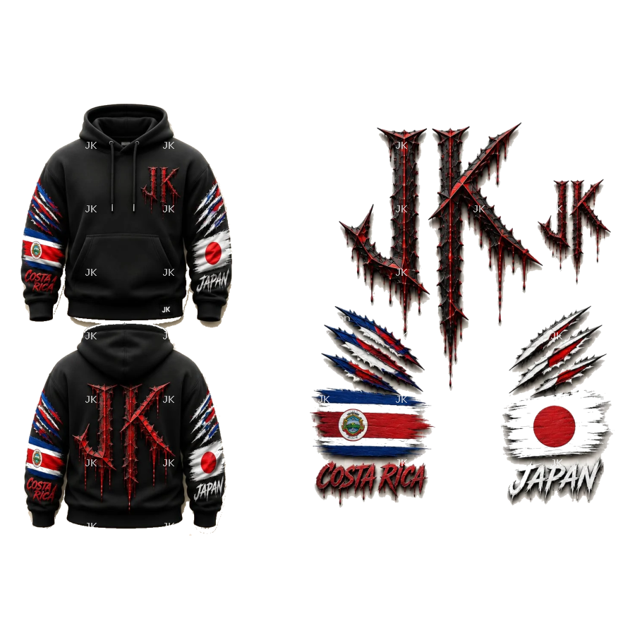 Diseño Digital JK Costa Rica y Japón para Sudadera de Hombre