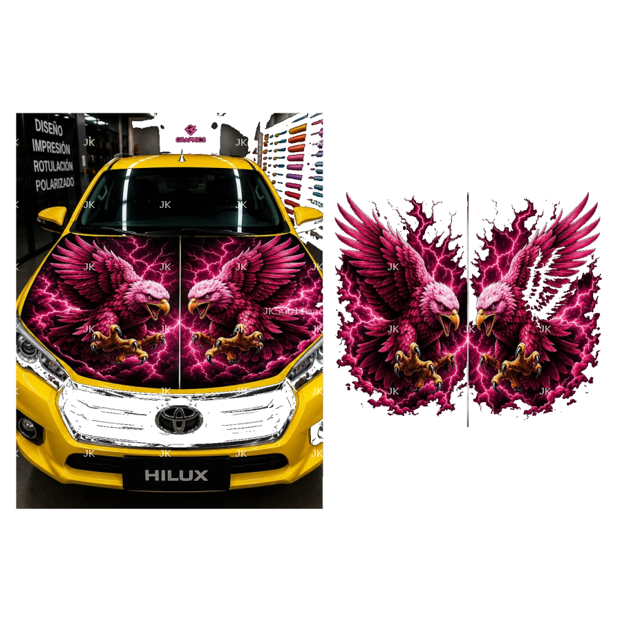 Diseño Digital Águilas con Rayos para Tapa Delantera de Carro – JK