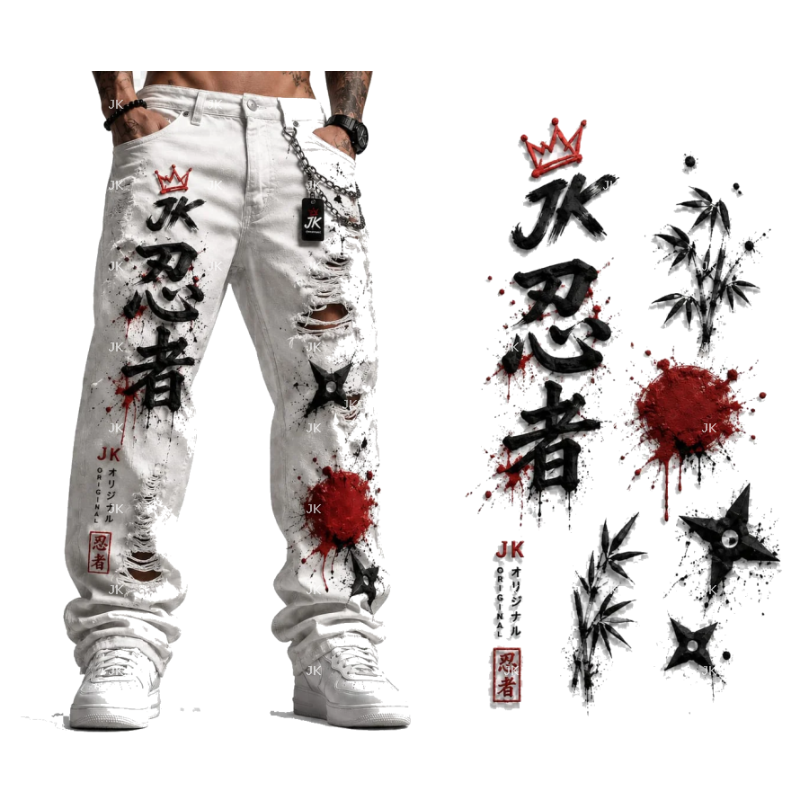 Diseño Digital Premium Samurai Japonés JK para Pantalón de Hombre
