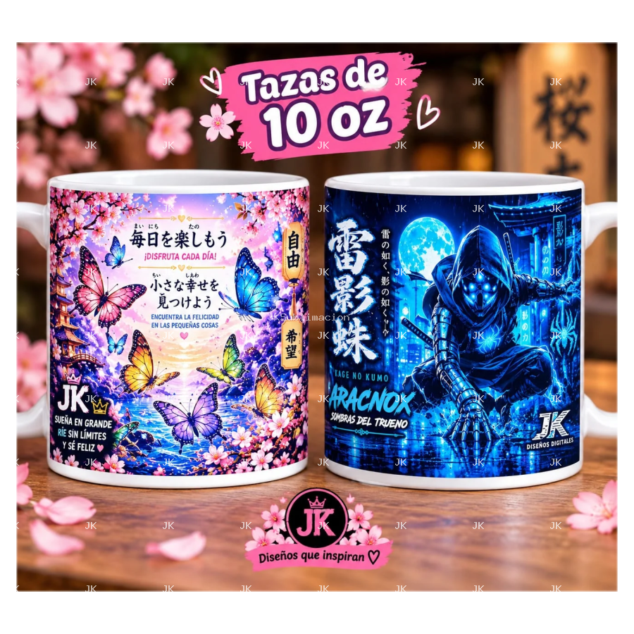 Pack de 2 Diseños Digitales JK para Tazas de 11 oz | PNG 300 DPI | Sublimación
