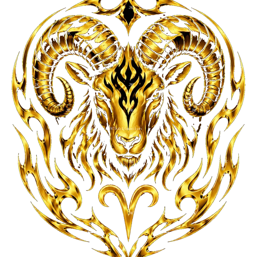 Aries Tribal Dorado 4500x5400 | Diseño Sublimación HD PNG
