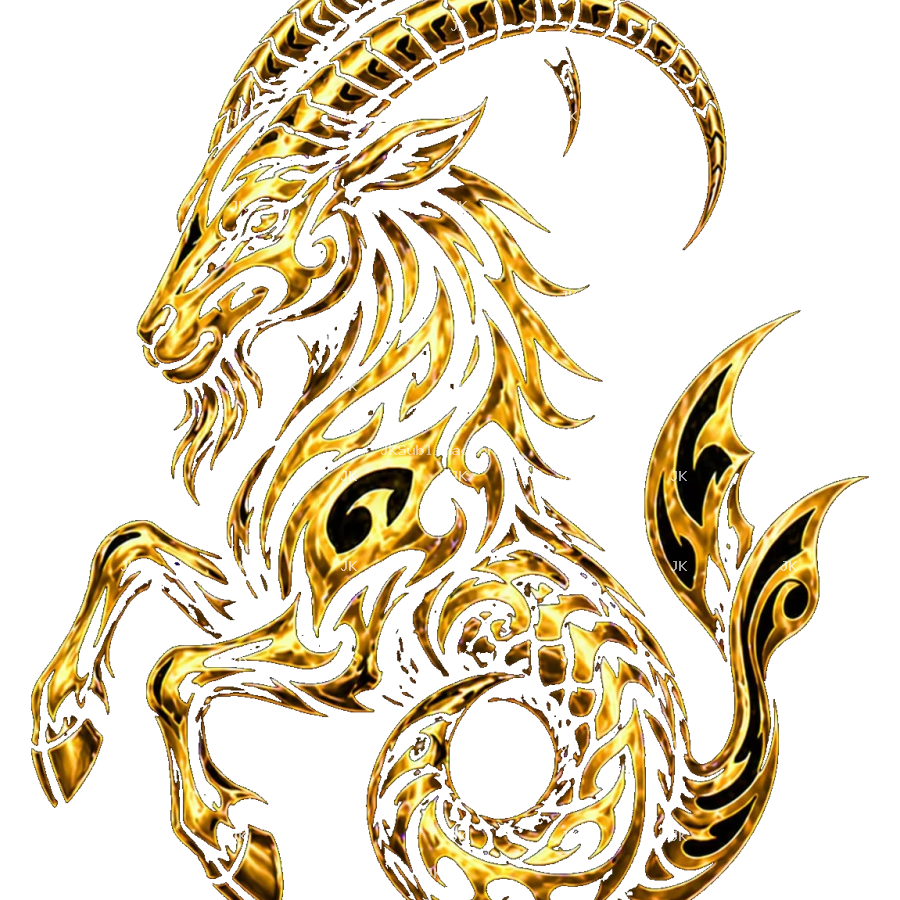Capricornio Tribal Dorado 4500x5400 | Diseño Sublimación HD PNG Transparente