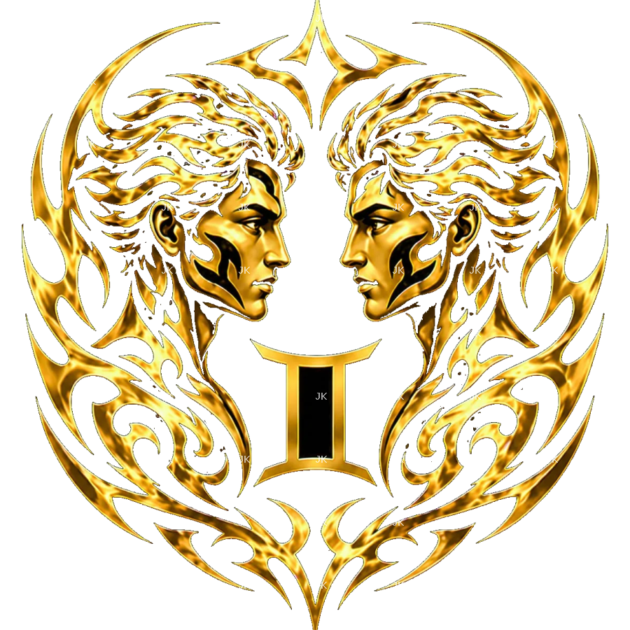 Géminis Tribal Dorado 4500x5400 | Diseño Sublimación HD PNG Transparente