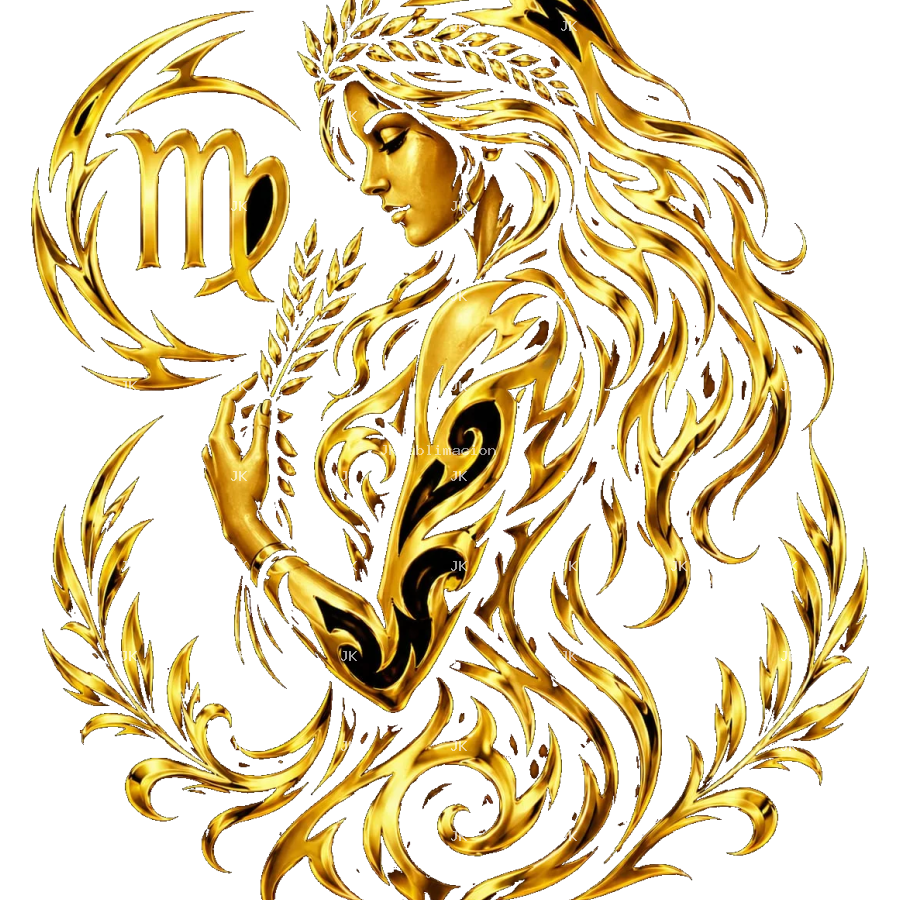 Virgo Tribal Dorado 4500x5400 | Diseño Sublimación HD PNG Transparente