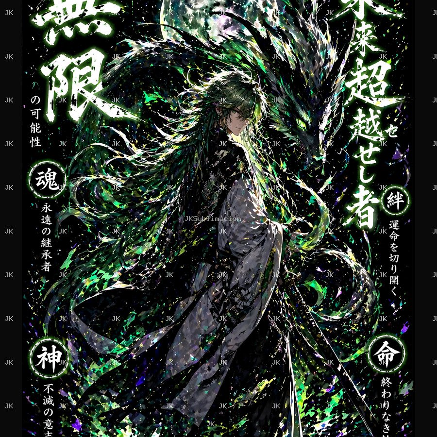 Dragón Espiritual Verde Manga 4K | Diseño Sublimación 4500x5400
