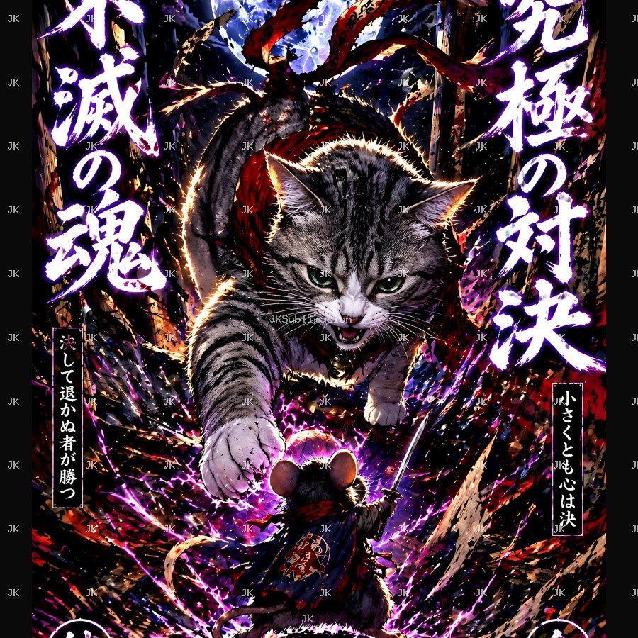 Gato vs Ratón Estilo Manga 4K | Diseño Sublimación 4500x5400