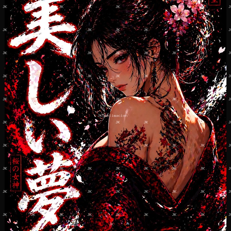 Mujer Manga Estilo Oscuro 4K | Diseño Sublimación 4500x5400