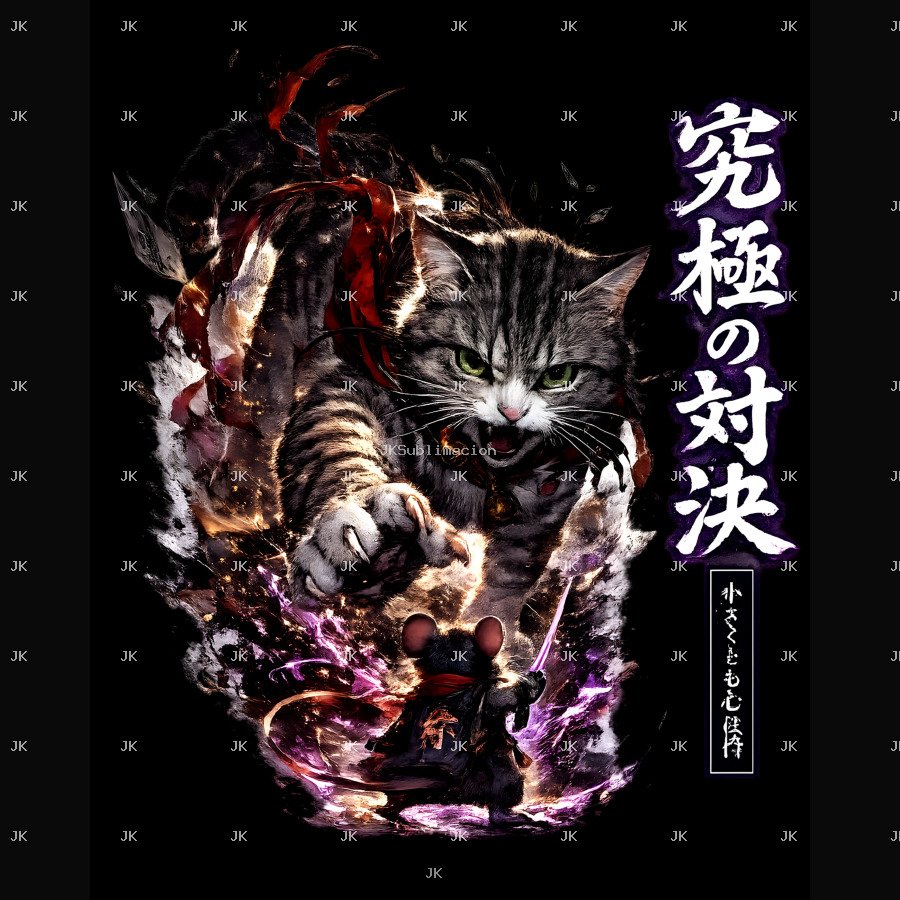 Gato vs Ratón Anime Neon – Diseño Dinámico 4500x5400 para Sublimación