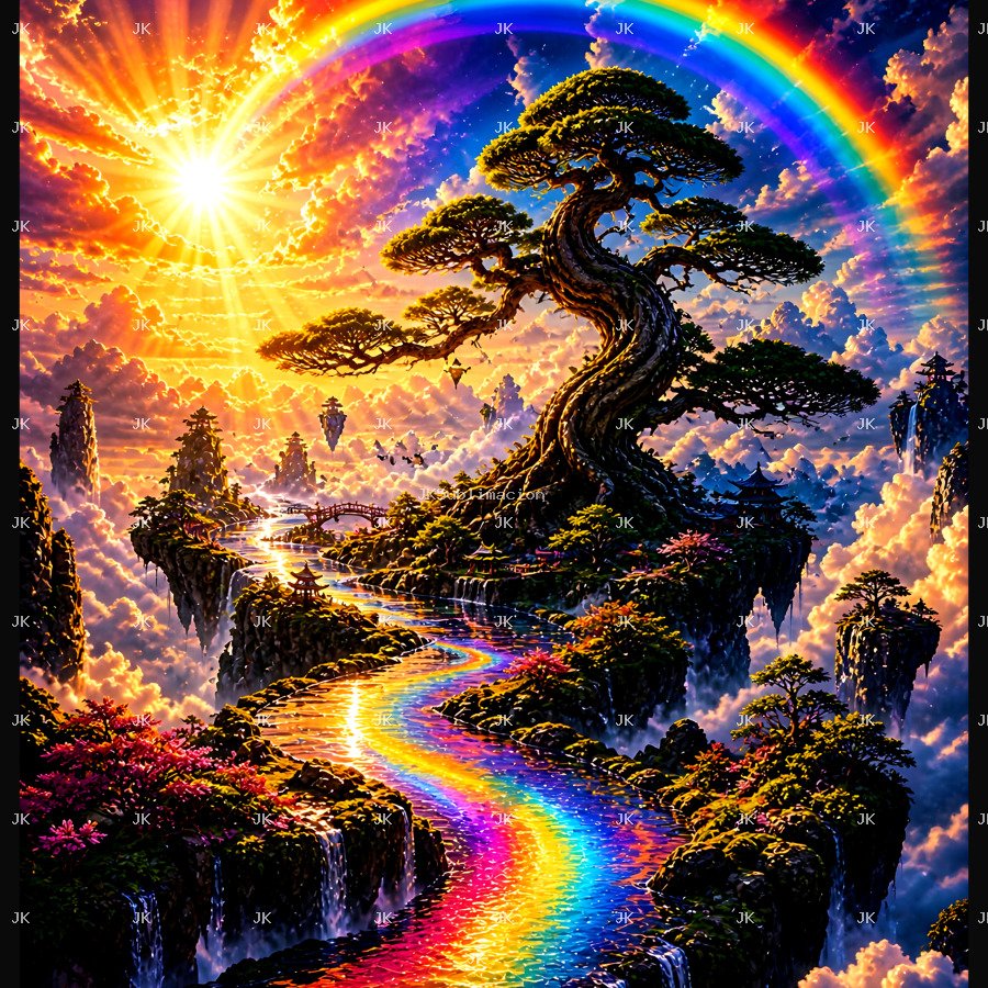🌈✨ Paisaje Arcoíris – Mundo Fantasía Neon 4500x5400
