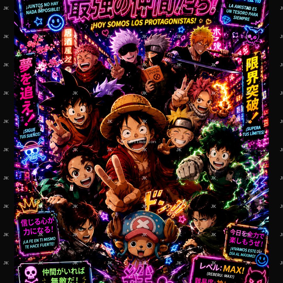 JK Anime Heroes Neon Japón Premium 3D
