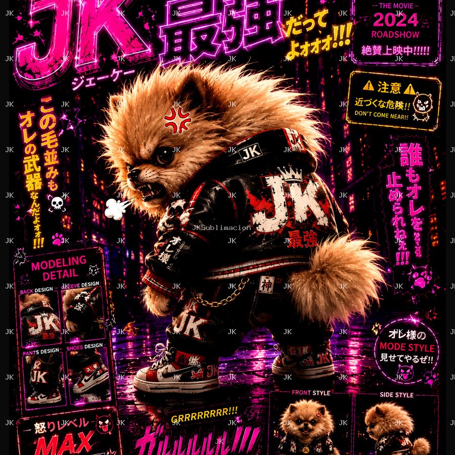 JK Angry Chow Chow Neon Fury Japón 3D