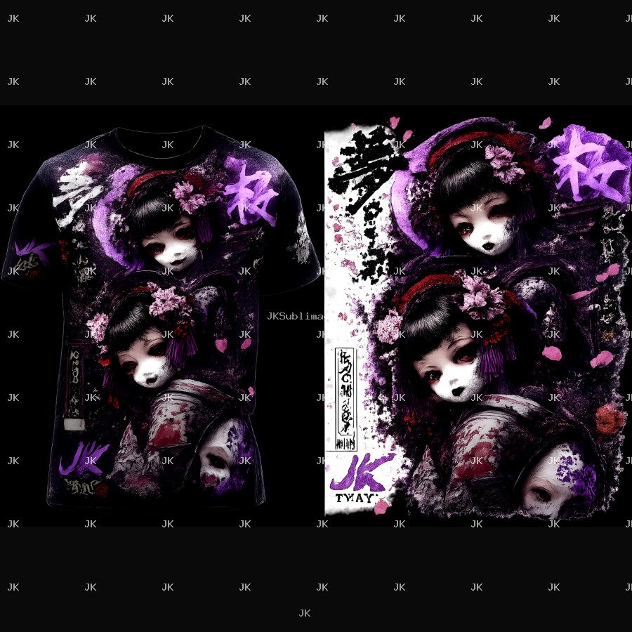 Dark Kawaii Gothic Anime Girl Shirt Design PNG 4500x5400 – Japanese Streetwear JK Edition