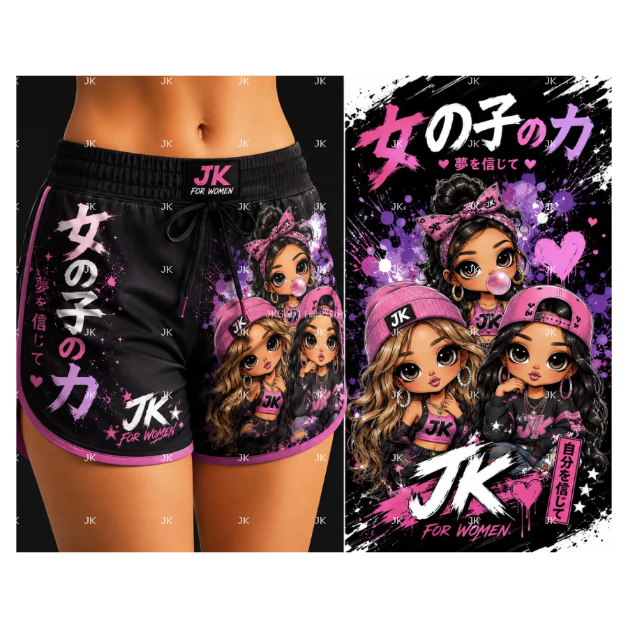 JK Kawaii Shorts Girl – PNG Transparente 4500x5400 | Diseño 3D HD para Sublimación Mujer