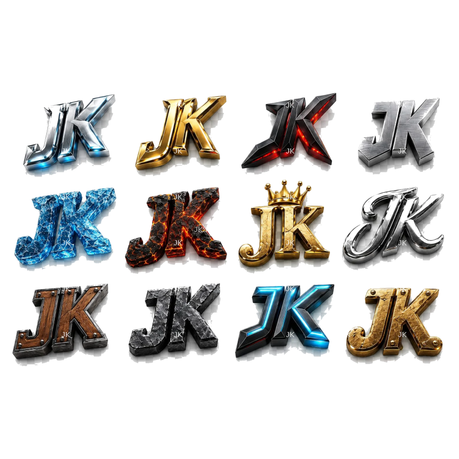 🔥 JK Logos 3D Pack | 12 Estilos Diferentes PNG Transparente
