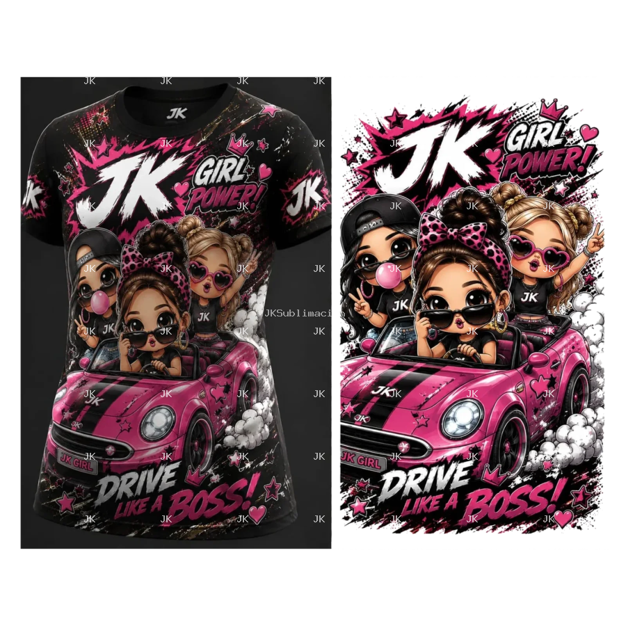 JK Girl Power Kids PNG 4500x5400 – Cute Pink Car Edition