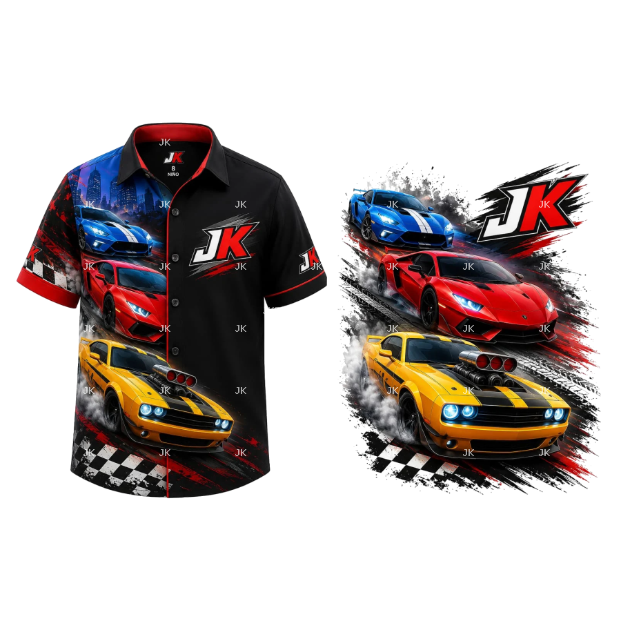 Camisa Niño Carros Racing JK 3D | Diseño Deportivo Infantil PNG