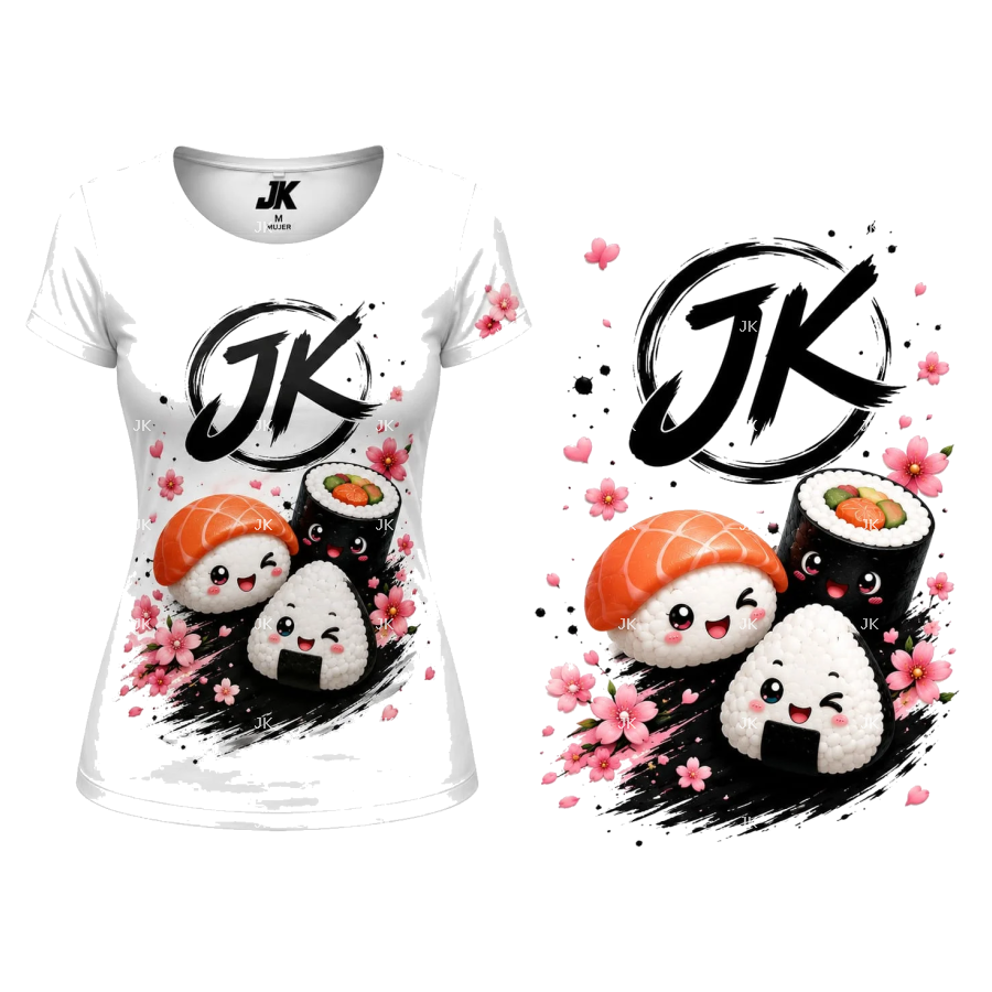 Camisa Mujer Sushi JK 3D | Diseño Japonés Kawaii PNG