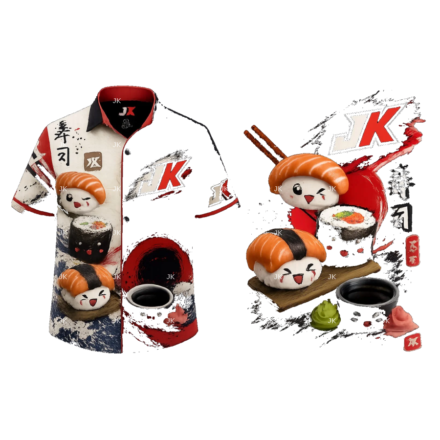 Camisa Niño Sushi Anime JK 3D | Diseño Japonés Infantil PNG