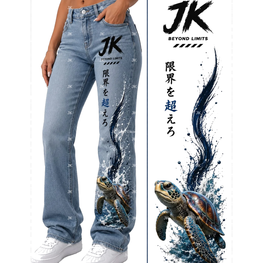 JK Turtle Ocean Blue Women Jeans 4500x5400