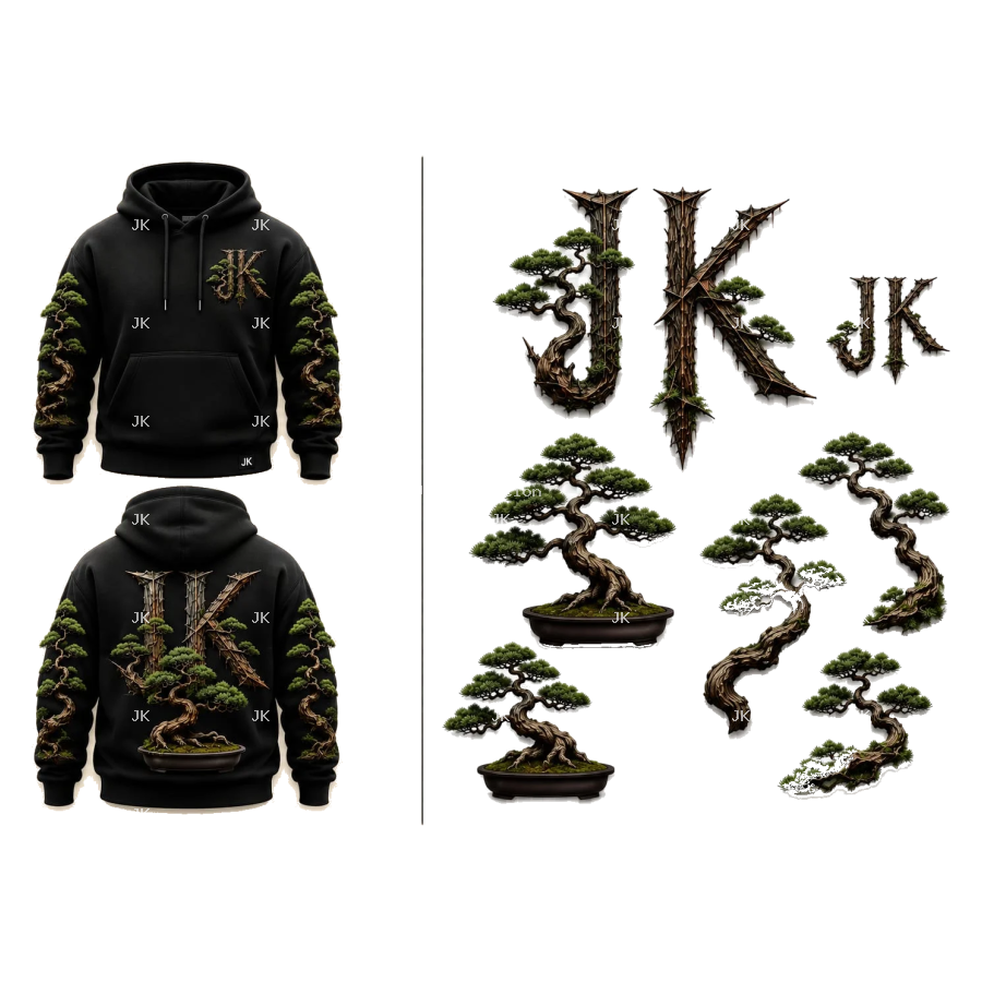 Diseño para Sublimación – Sueta JK Negra Bonsái Japonés Premium | 4500x5400 px