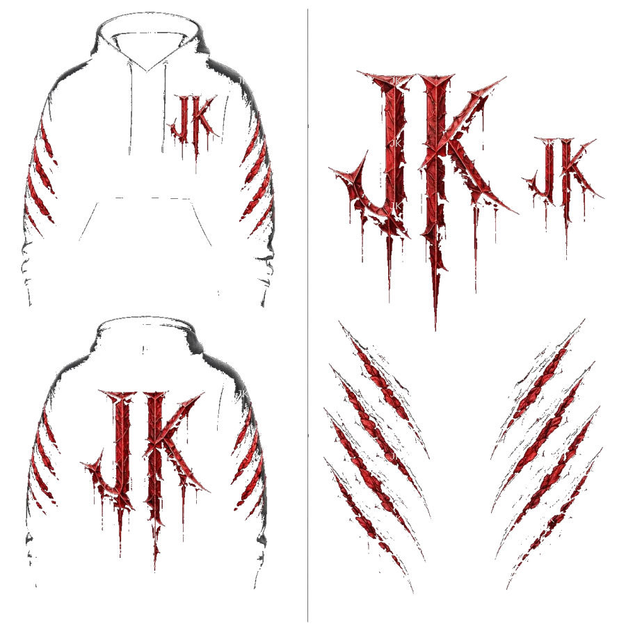 Diseño para Sublimación – Sueta JK Negra con Garras Rojas Estilo Salvaje | 4500x5400 px