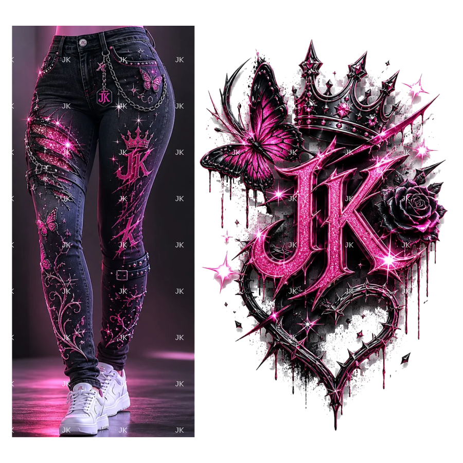 Diseño para Pantalón JK Royal Butterfly – Edición Pink Crown 3D