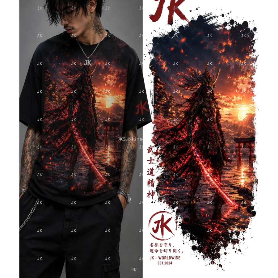 JK Fire Samurai Warrior – Diseño Épico Premium HD 4500x5400