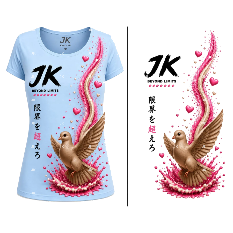 Diseño Digital JK Paloma Dorada 3D para Camisa de Mujer