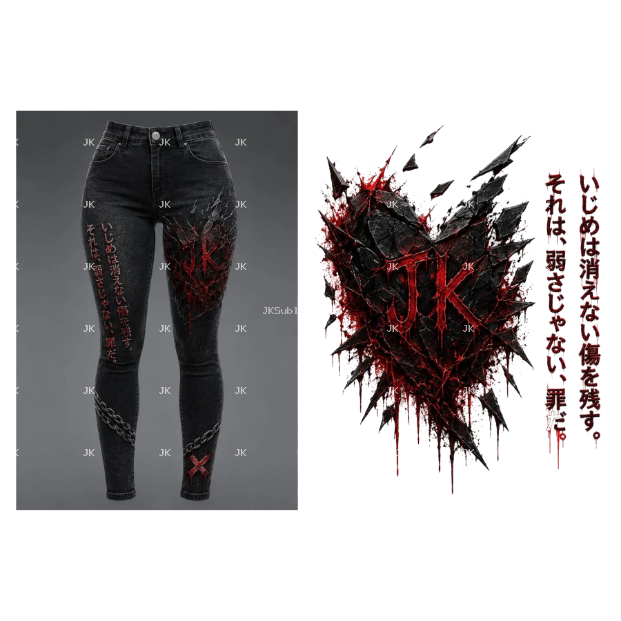 Diseño Digital JK Corazón Urbano Rojo para Pantalón de Mujer