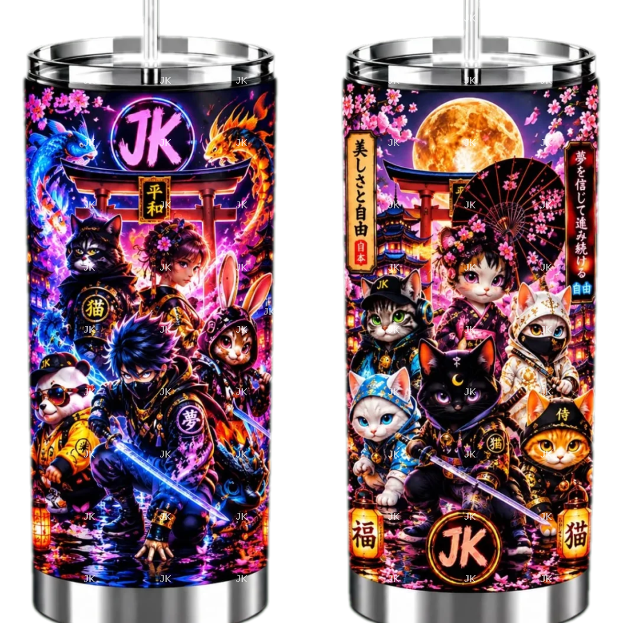 Pack de 2 Diseños Digitales Japoneses para Vaso Skinny 30 oz | PNG 300 DPI | Sublimación