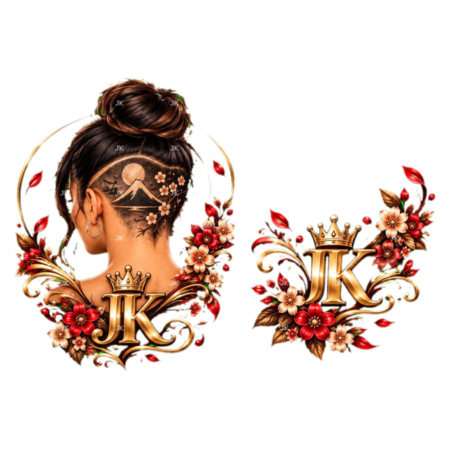 Pack de 10 diseños digitales originales JK Hair Art para camisas de mujer — Peinados y cortes de cabello