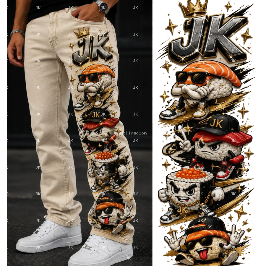 Diseño Digital JK Sushi Urbano 3D para Pantalón de Hombre