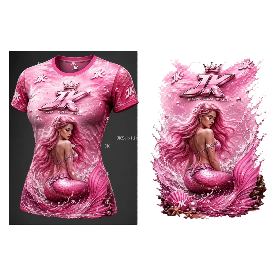 Diseño Digital 3D JK Sirena Rosa Mágica para Mujer