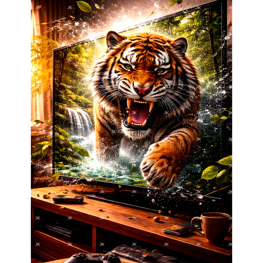 Diseño Digital Tigre 3D en la Selva para Decoración