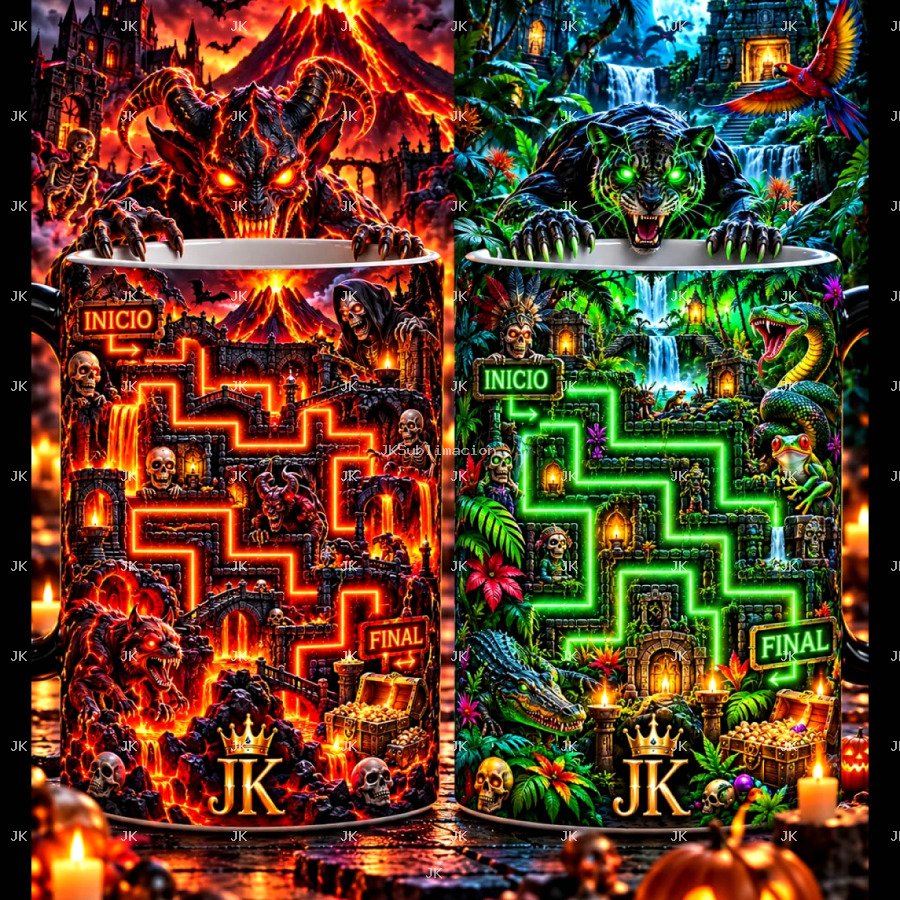 Pack de 2 Diseños Laberinto Halloween para Taza 11 oz