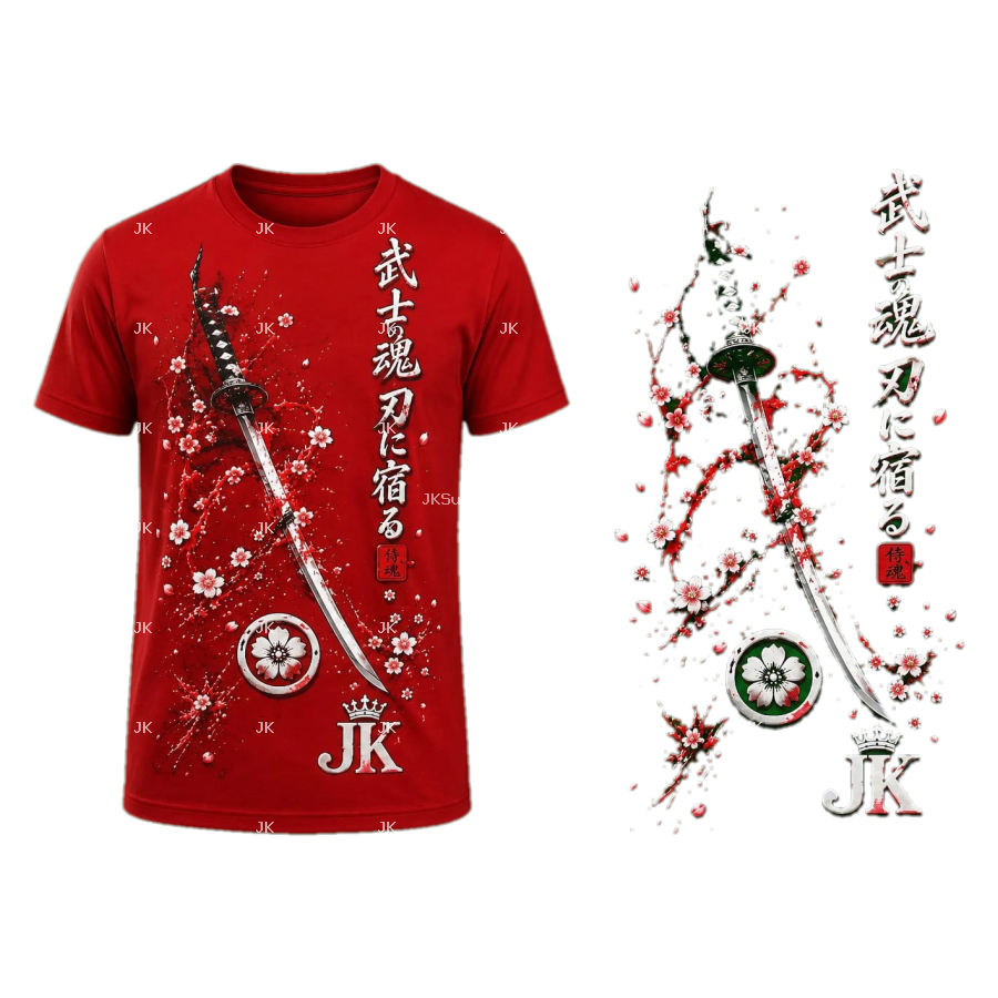 [2:02 p. m., 10/8/2026] JKservicios: Diseño Digital Katana Samurai con Flores Japonesas JK para Camisa de Hombre [2:02 p. m., 10/8/2026] JKservicios:
