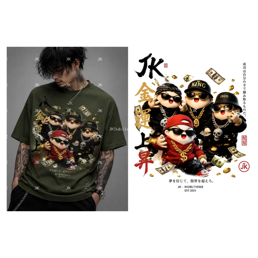 Diseño Digital JK Pandilla Urbana Dorada – para Camisa de Hombre