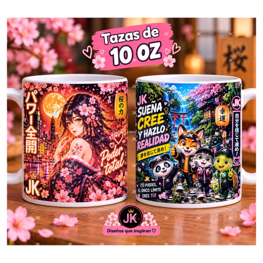 Pack de 2 Diseños Digitales JK para Tazas de 11 oz | PNG 300 DPI | Sublimación