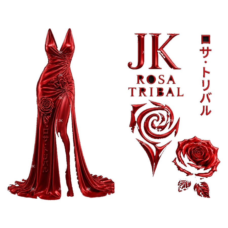 Diseño Digital Rosa Tribal Roja JK para Vestido de Mujer