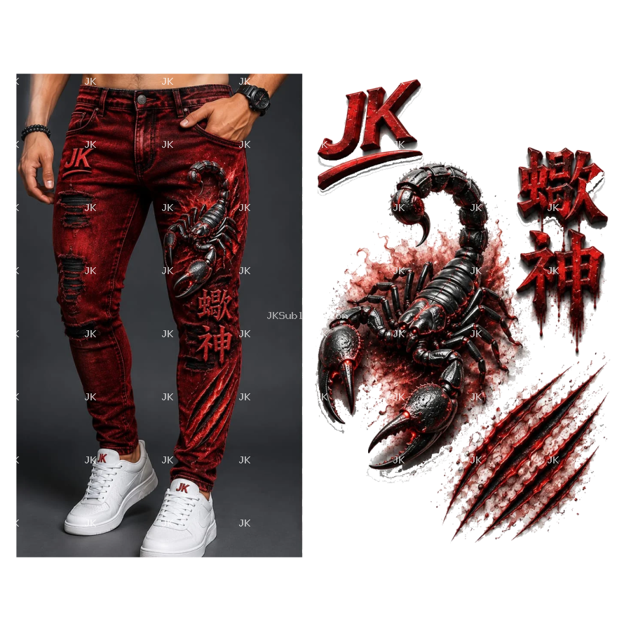 Diseño Digital JK Escorpión Japonés para Pantalón de Hombre